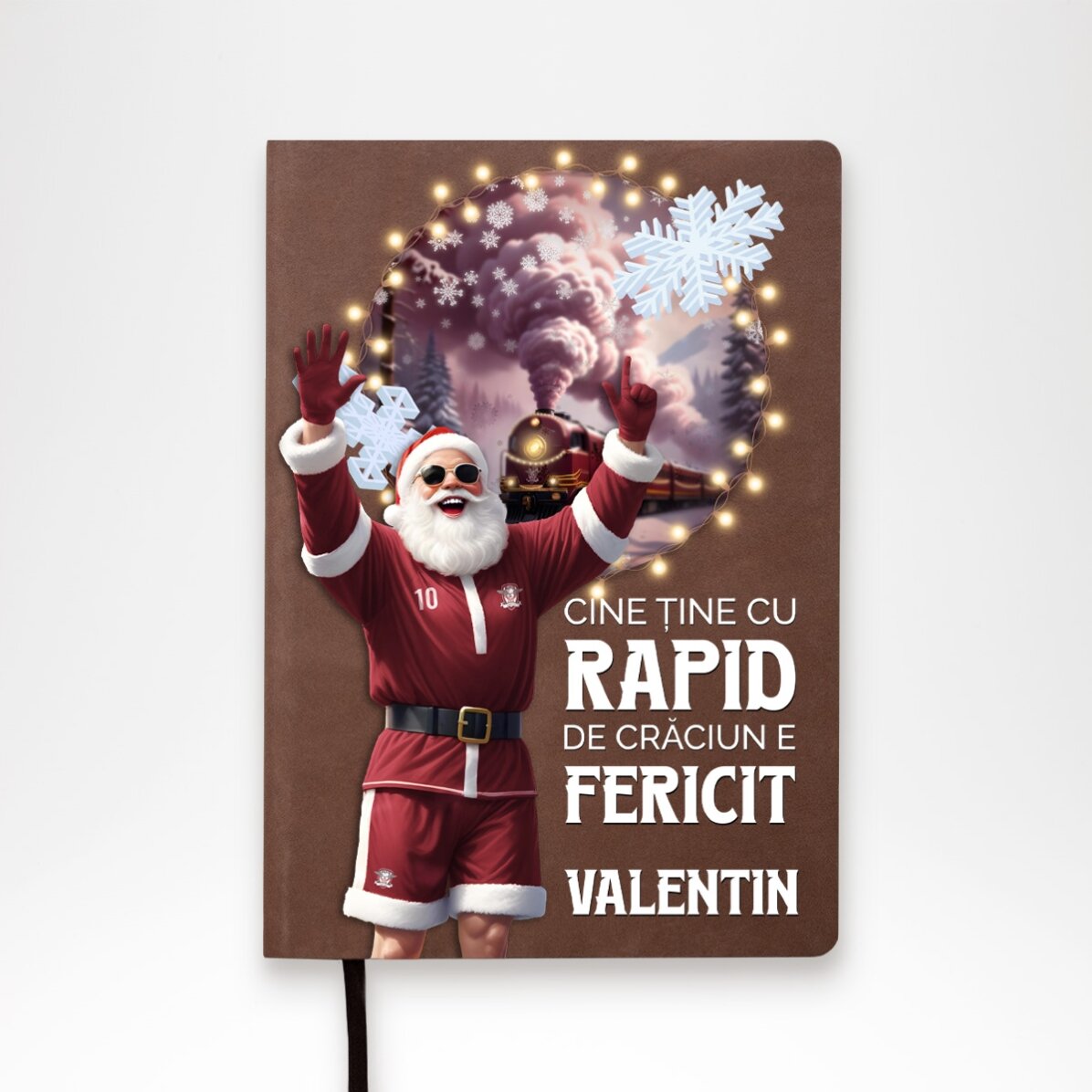 Agendă din piele FC Rapid personalizată color - Bucuria Crăciunului
