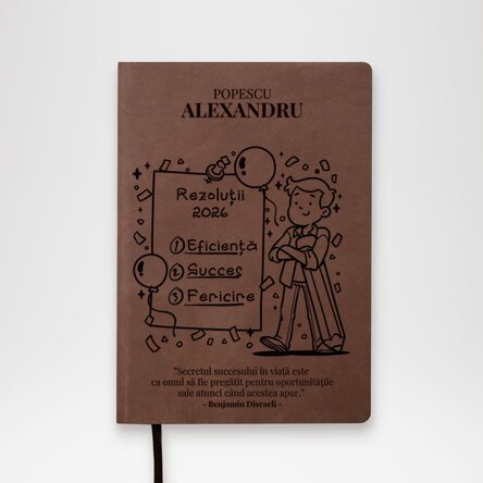 Agendă din piele personalizată cu citat motivațional - Rezoluțiile anului nou