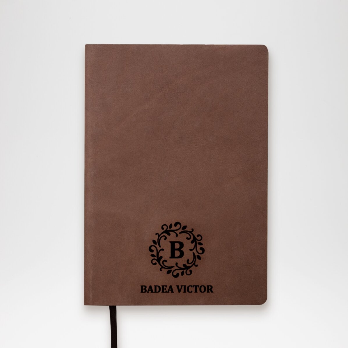 Agendă din piele personalizată cu monogramă și nume