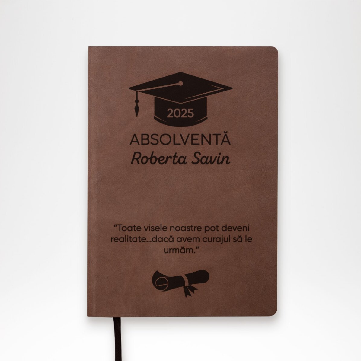 Agendă din piele personalizată cu text - Absolvent
