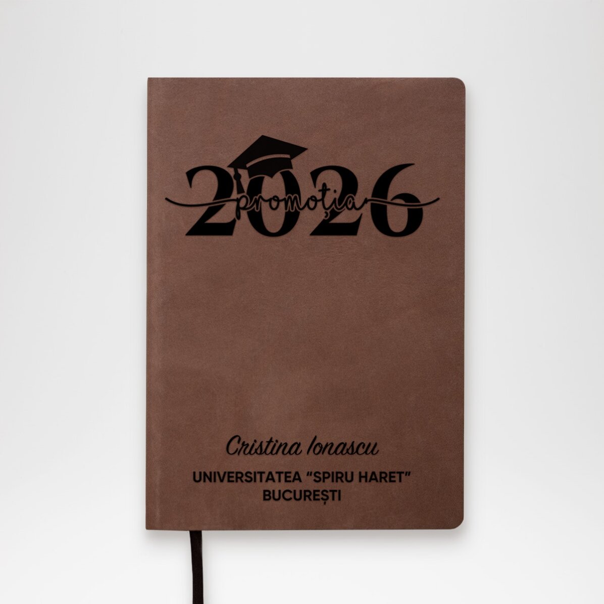 Agendă din piele personalizată cu text - Absolvire