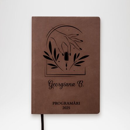 Agendă din piele personalizată cu text - Nails artist