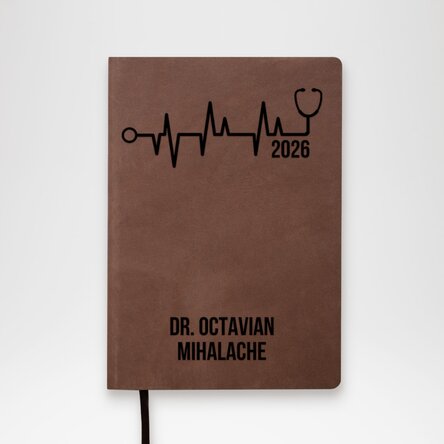 Agendă din piele personalizată cu text pentru doctori / medici