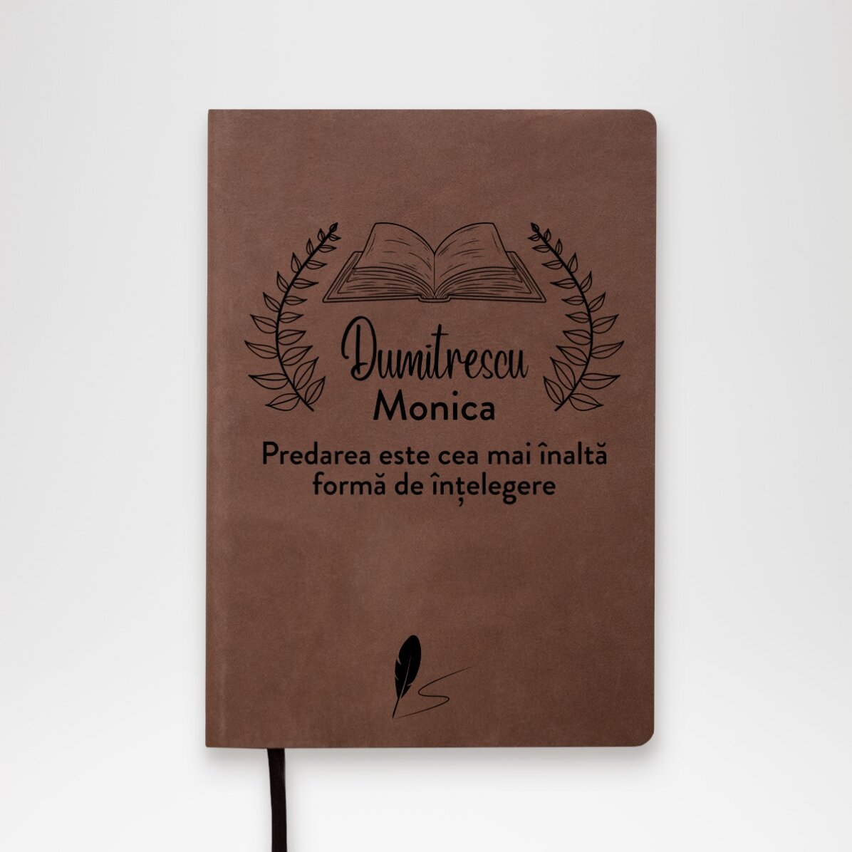 Agendă din piele personalizată cu text pentru profesori - Roadele educației