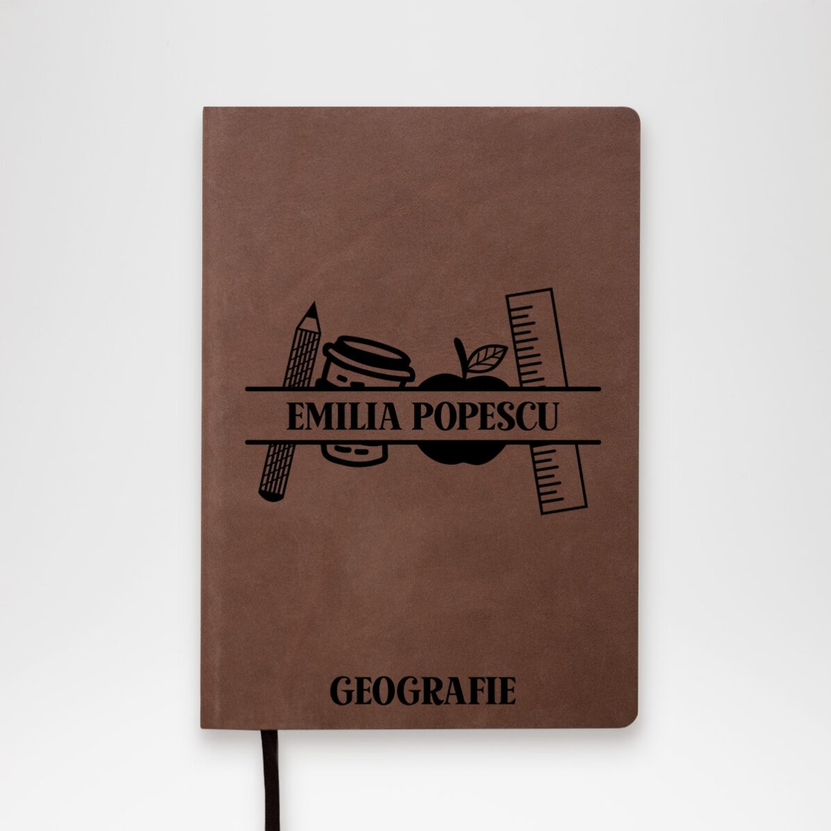 Agendă din piele personalizată cu text pentru profesori - Teacher essentials