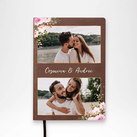 Agendă personalizată cu 2 poze și text -  Flori 