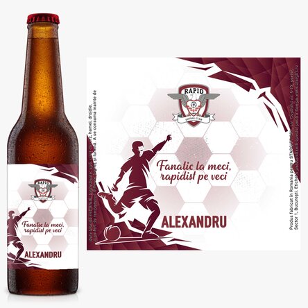 Bere FC Rapid personalizată cu text - Fanatic la meci