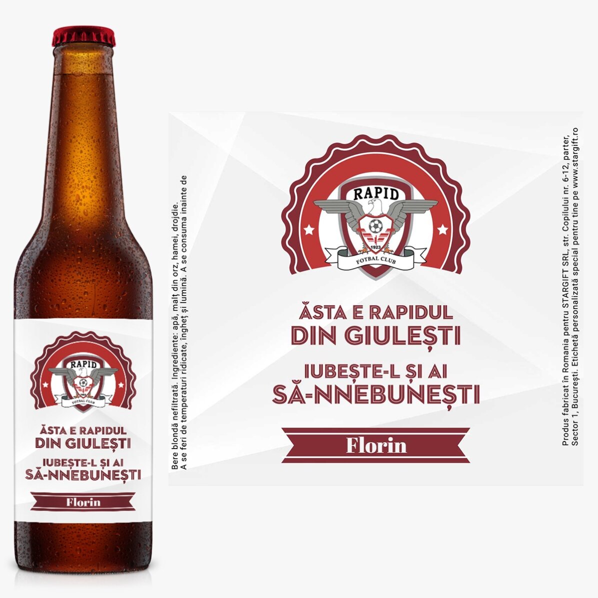 Bere FC Rapid personalizată cu text - Rapidul nostru din Giulești