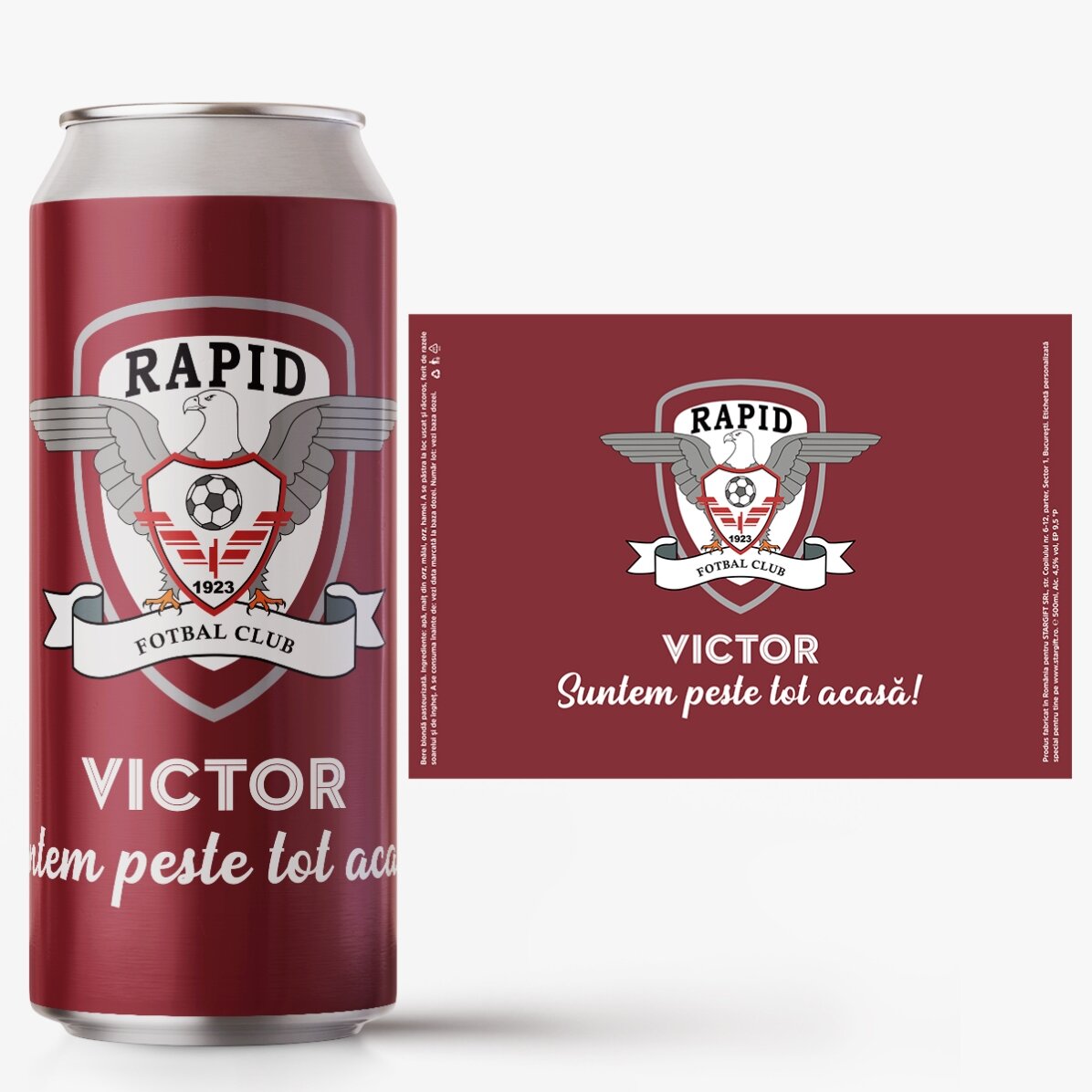 Bere la doză FC Rapid personalizată cu nume și mesaj