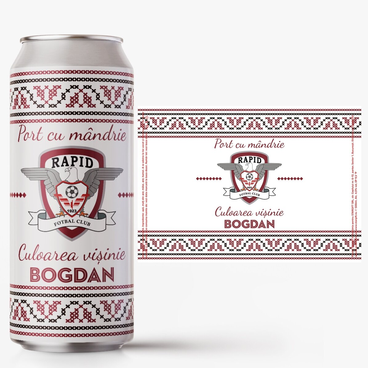 Bere la doză FC Rapid personalizată cu text - Bere mândră