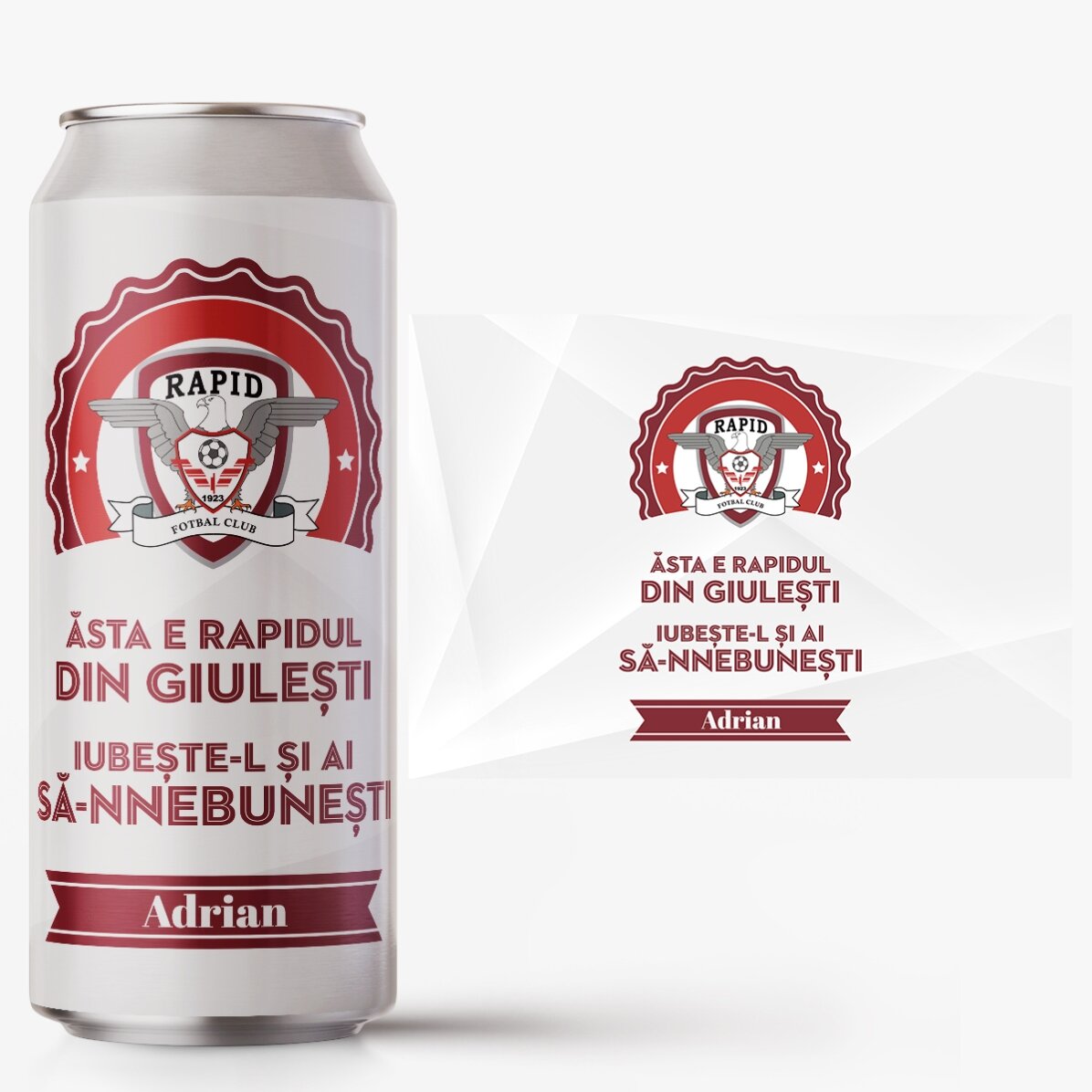 Bere la doză FC Rapid personalizată cu text - Rapidul din Giulești