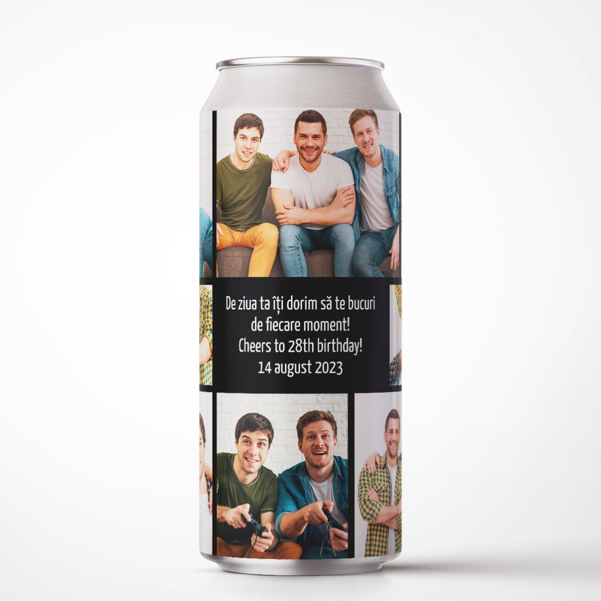 Bere la doză personalizată cu mesaj și colaj de poze