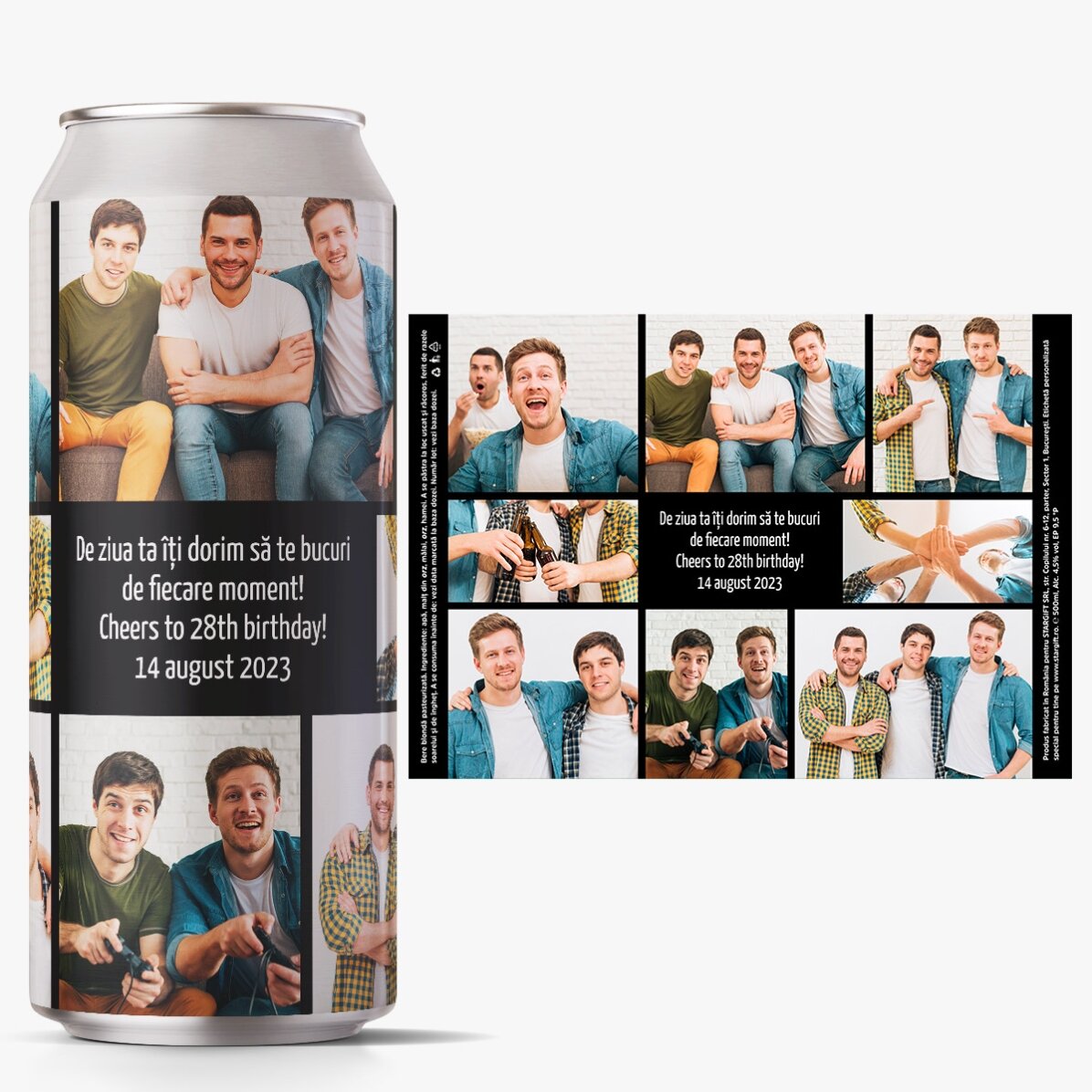 Bere la doză personalizată cu mesaj și colaj de poze