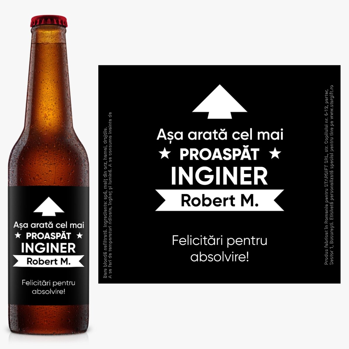 Bere personalizată cu mesaj - Așa arată