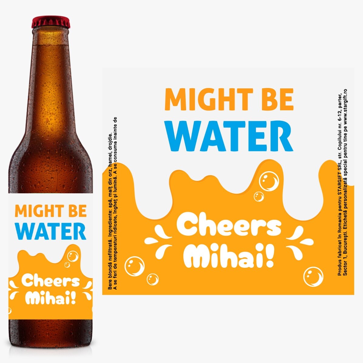 Bere personalizată cu mesaj - Cheers!