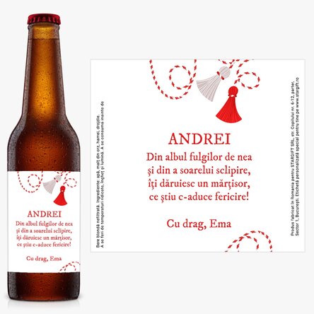 Bere personalizată cu mesaj - Mărțișor