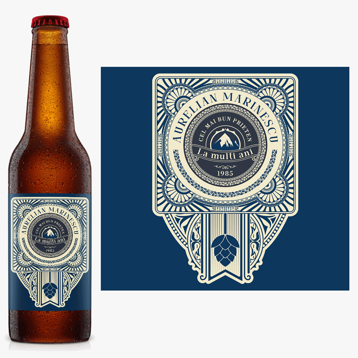 Bere personalizată cu mesaj - Vintage Hop