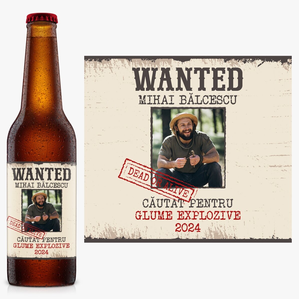 Bere personalizată cu mesaj - Wanted