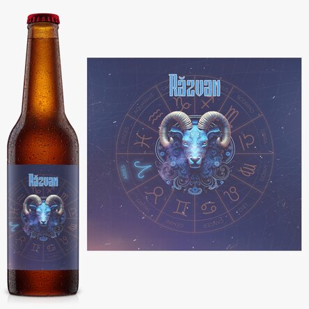 Bere personalizată cu nume și zodie - Berbec