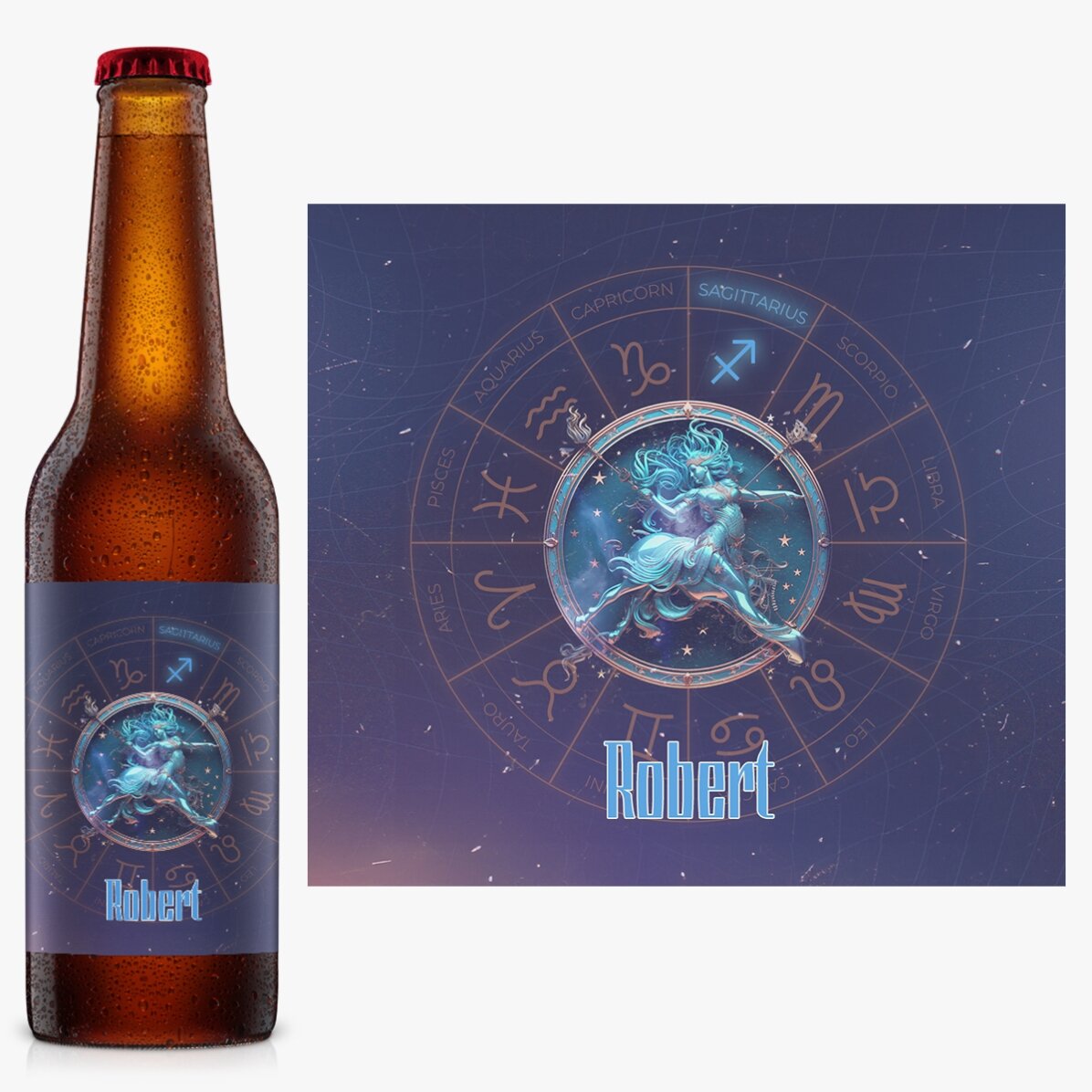 Bere personalizată cu nume și zodie - Săgetător