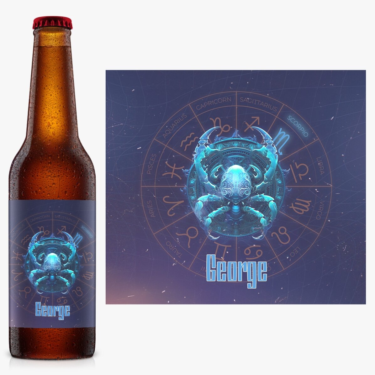 Bere personalizată cu nume și zodie - Scorpion