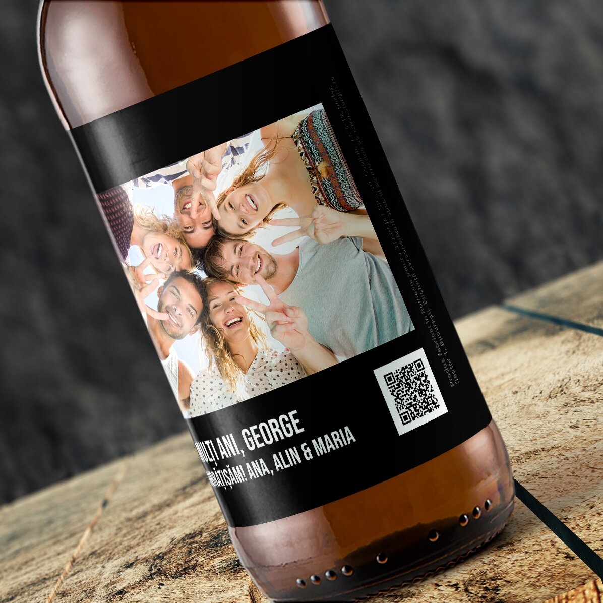 Bere personalizată cu o poză și cod QR