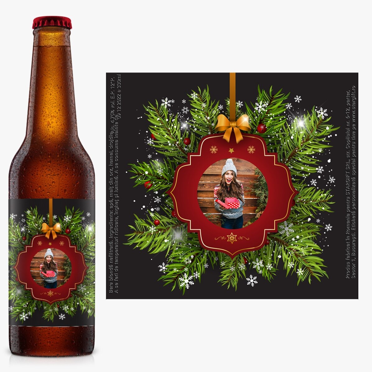 Bere personalizată cu o poză - Christmas wishes