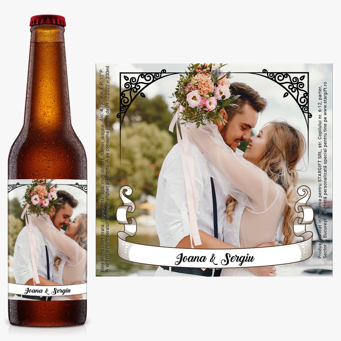 Bere personalizată cu poză și text