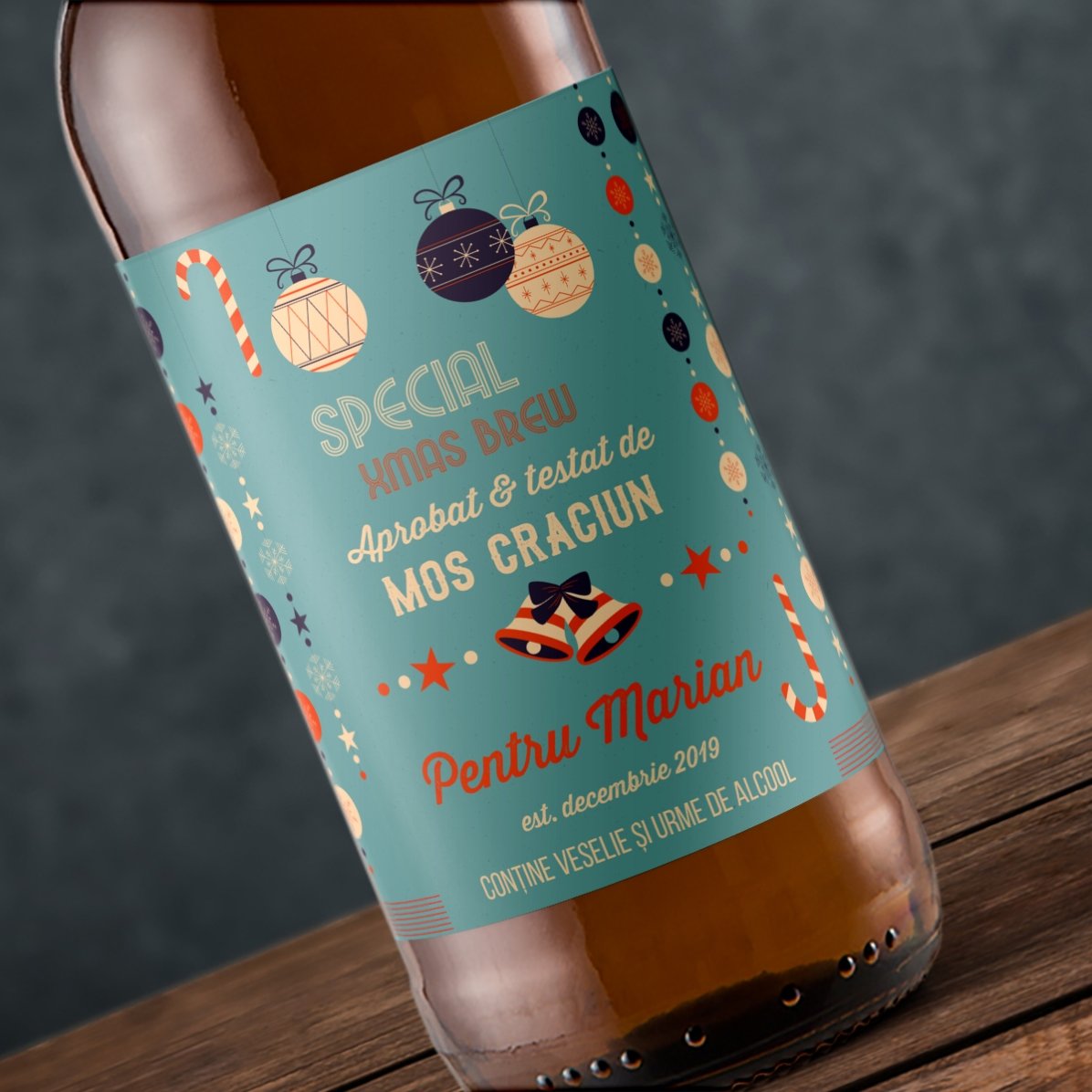 Bere personalizată cu text - Aprobată de Moș Crăciun