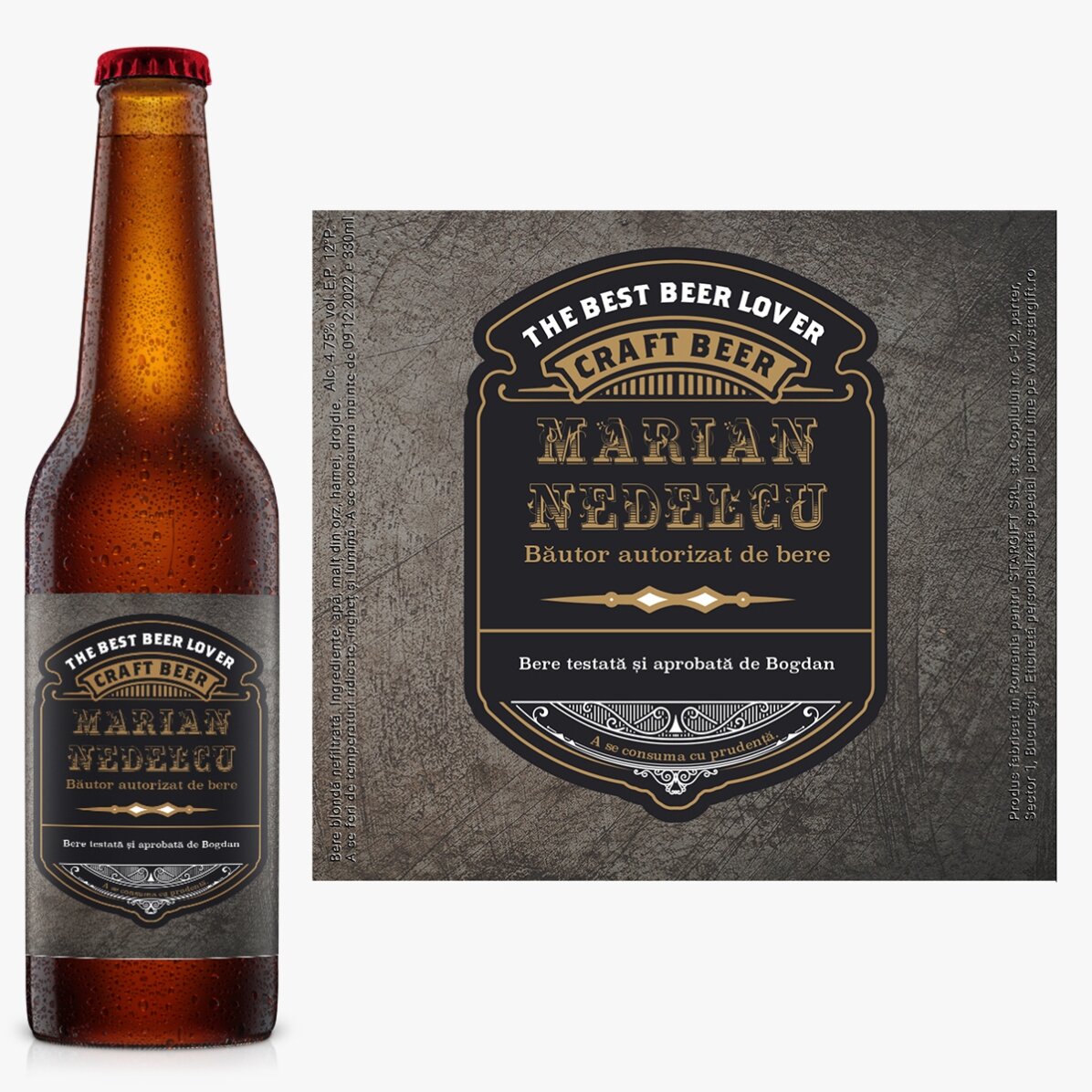 Bere personalizată cu text - Băutor autorizat de bere