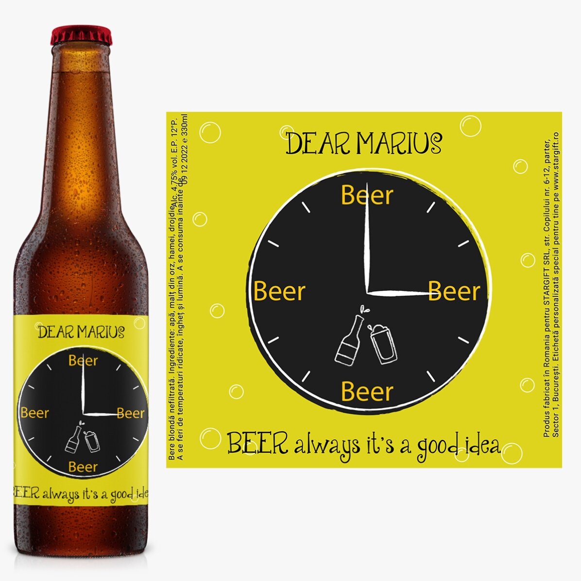 Bere personalizată cu text - Beer always it