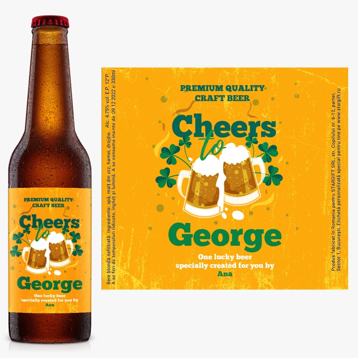 Bere personalizată cu text - Cheers to...