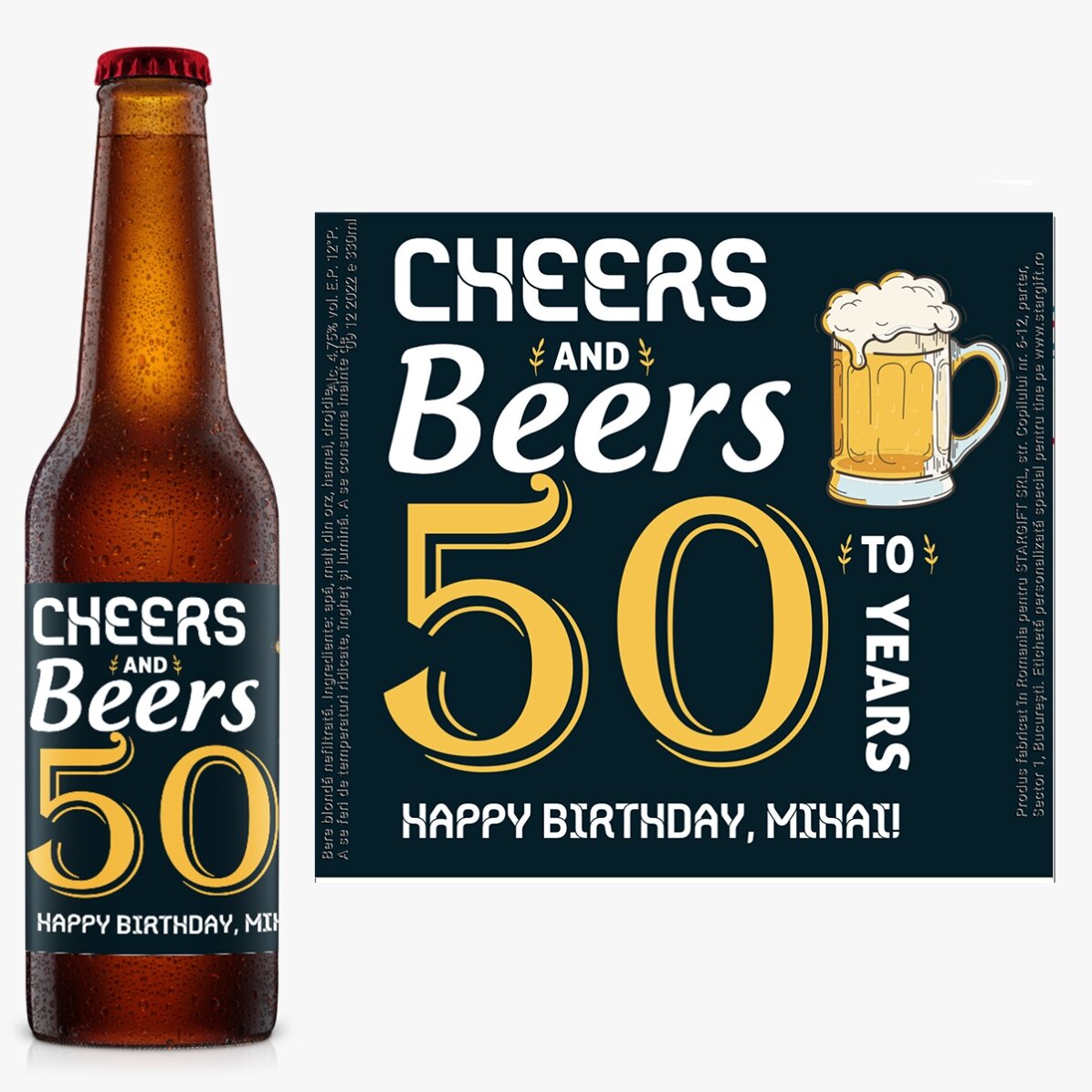 Bere personalizată cu text - Cheers