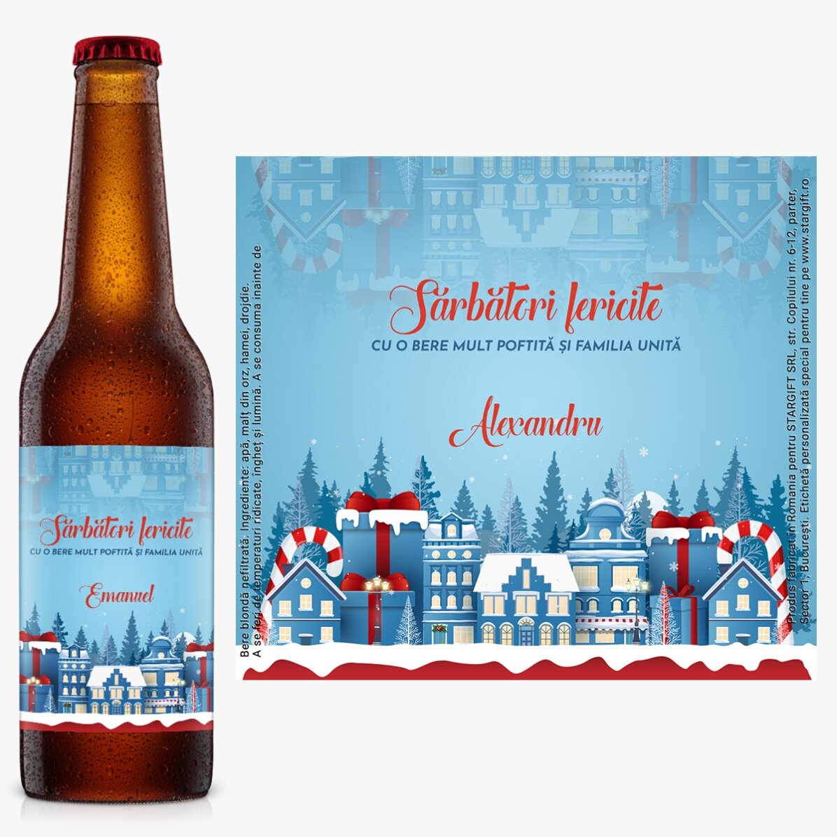 Bere personalizată cu text - Christmas Town