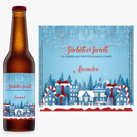 Bere personalizată cu text - Christmas Town