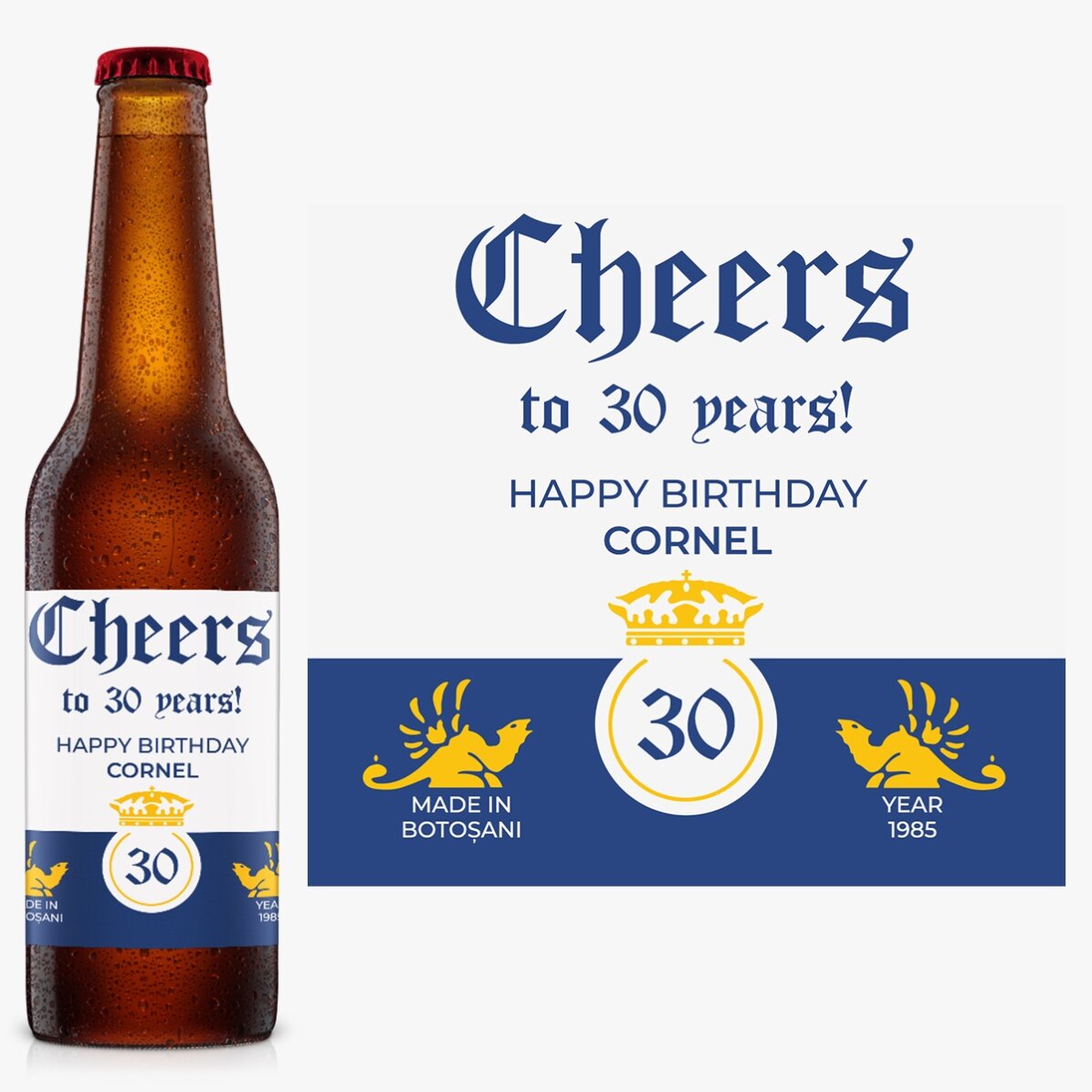 Bere personalizată cu text - Crown