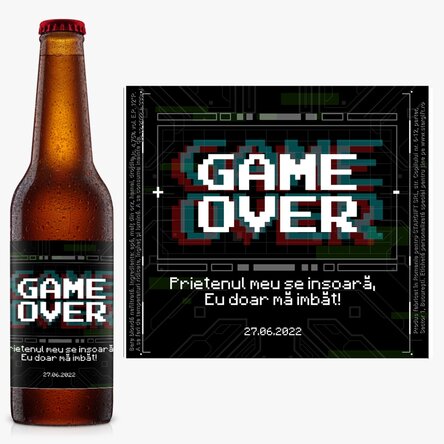 Bere personalizată cu text - Game Over
