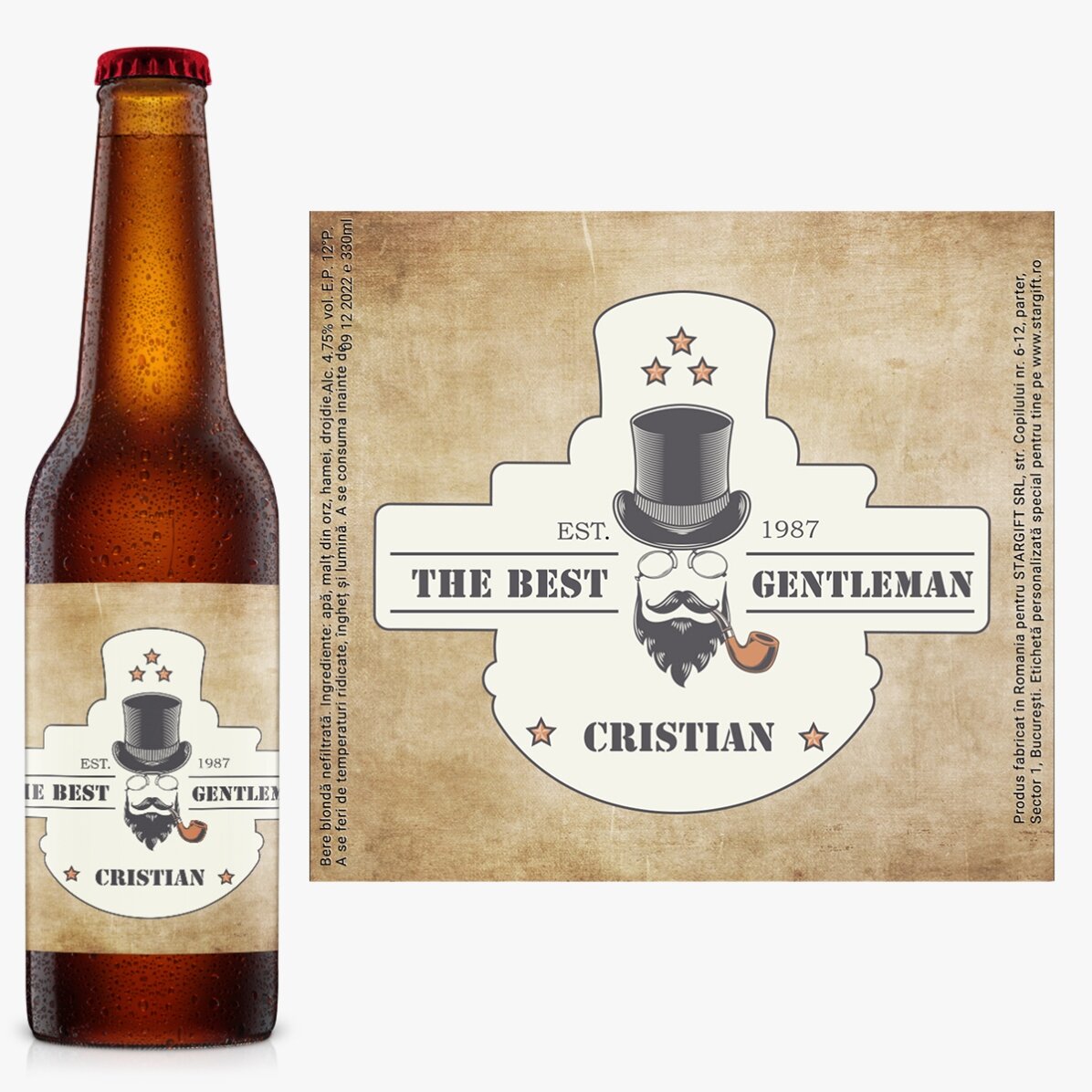 Bere personalizată cu text - Gentleman