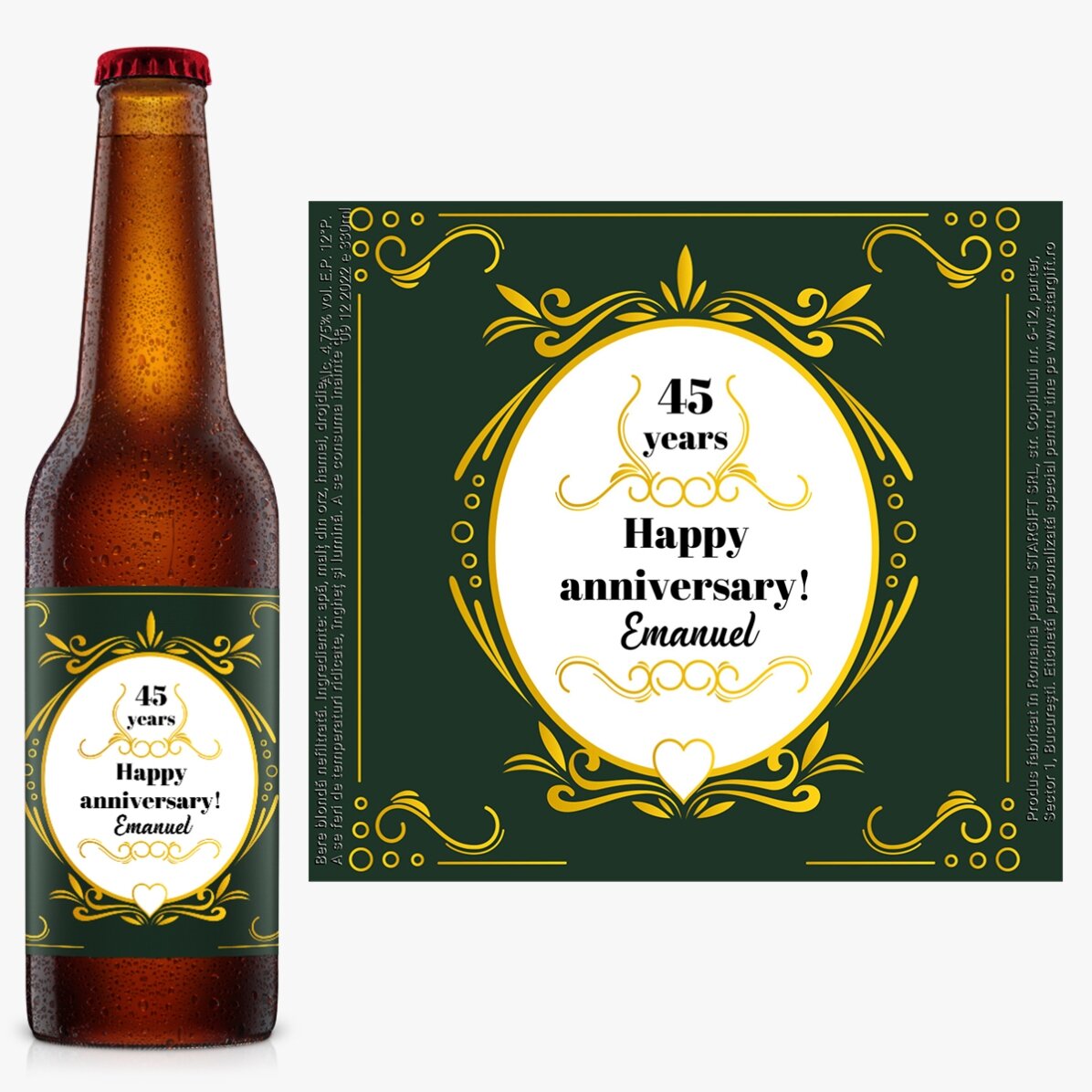 Bere personalizată cu text - Happy anniversary!