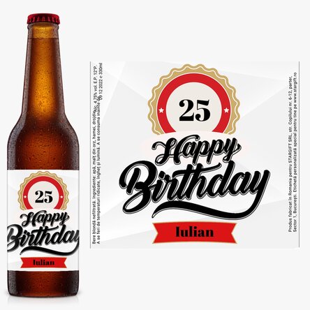 Bere personalizată cu text - Happy birthday!