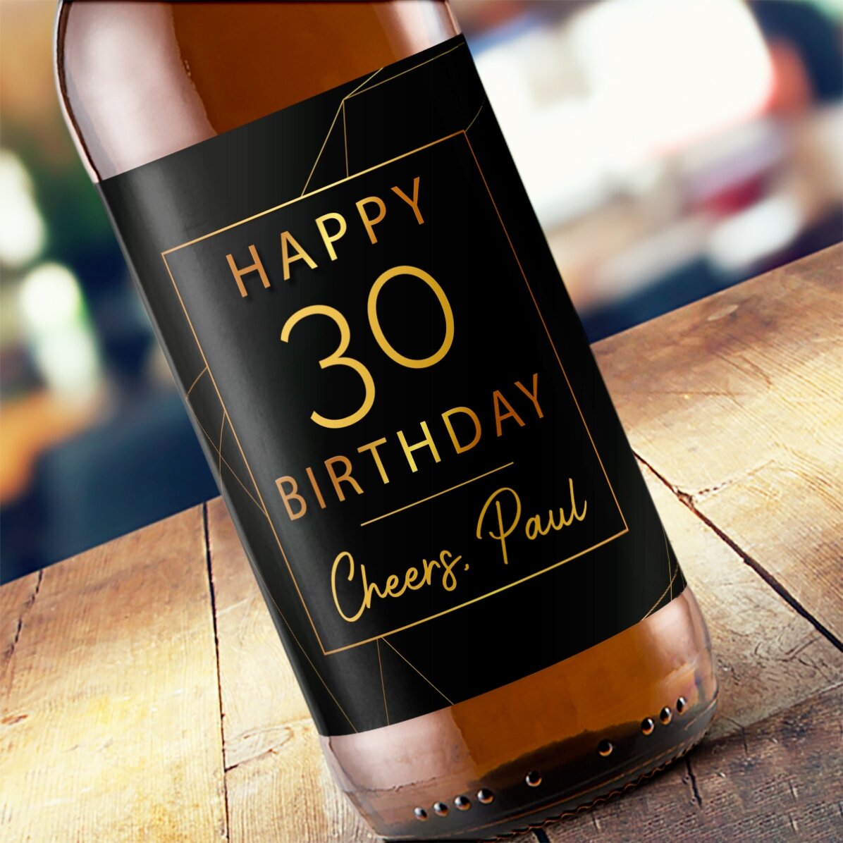 Bere personalizată cu text - Happy birthday Gold