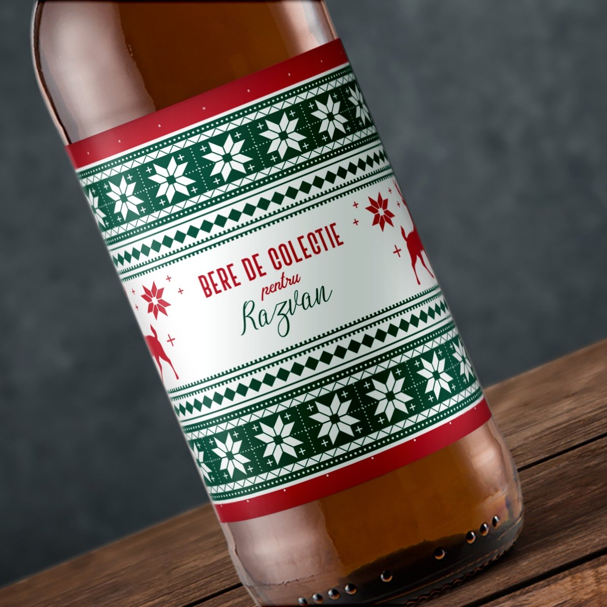 Bere personalizată cu text - Model Reni