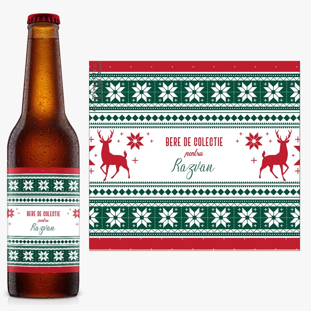 Bere personalizată cu text - Model Reni