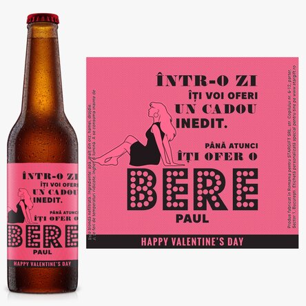 Bere personalizată cu text model retro - Valentine