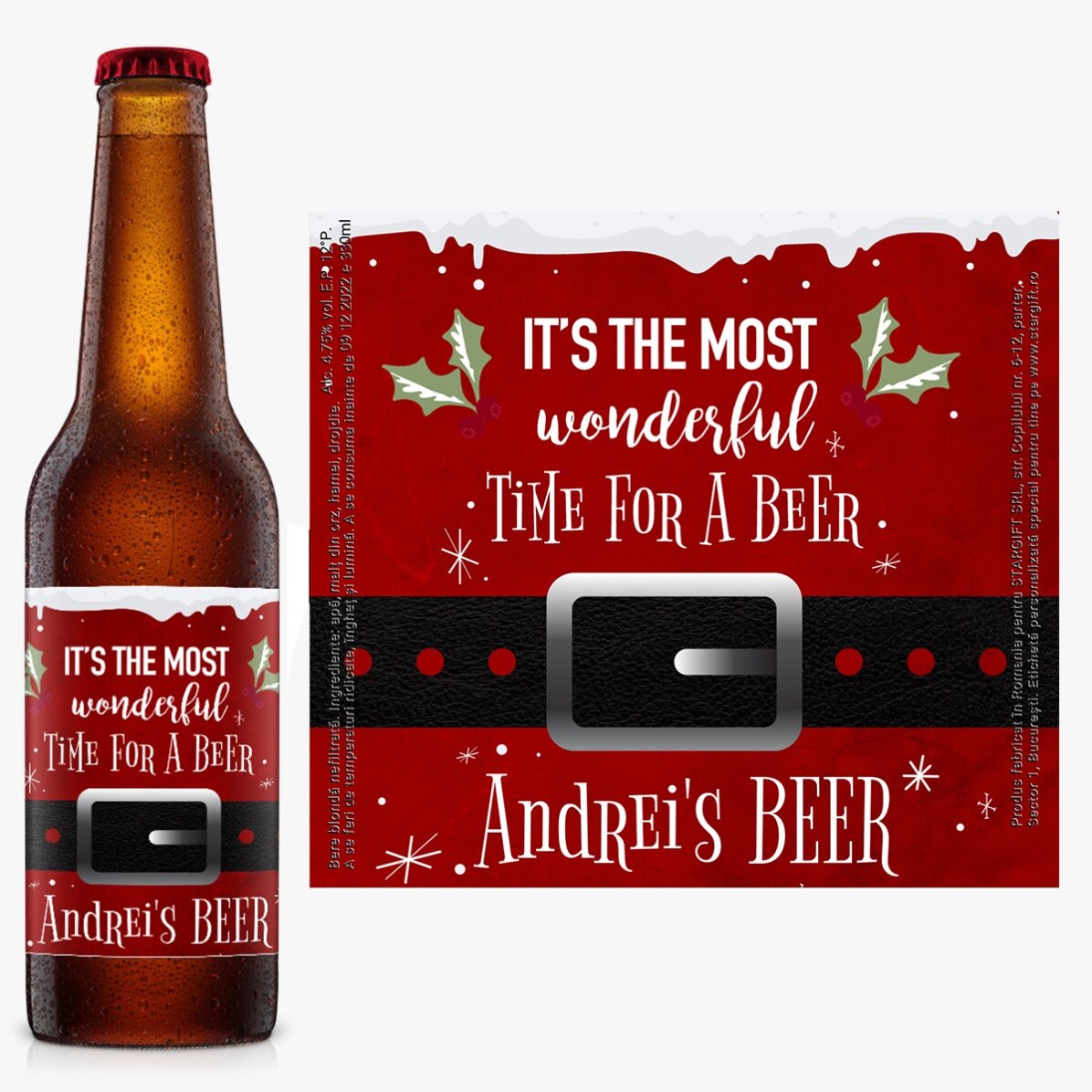 Bere personalizată cu text - Most wonderful time to drink beer!