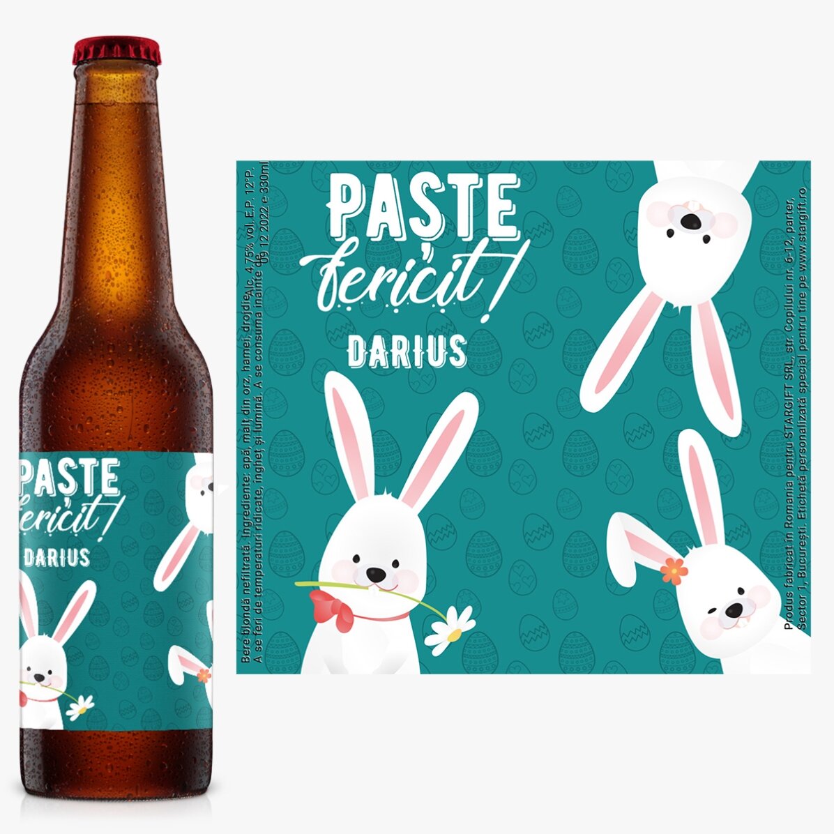 Bere personalizată cu text - Paște fericit