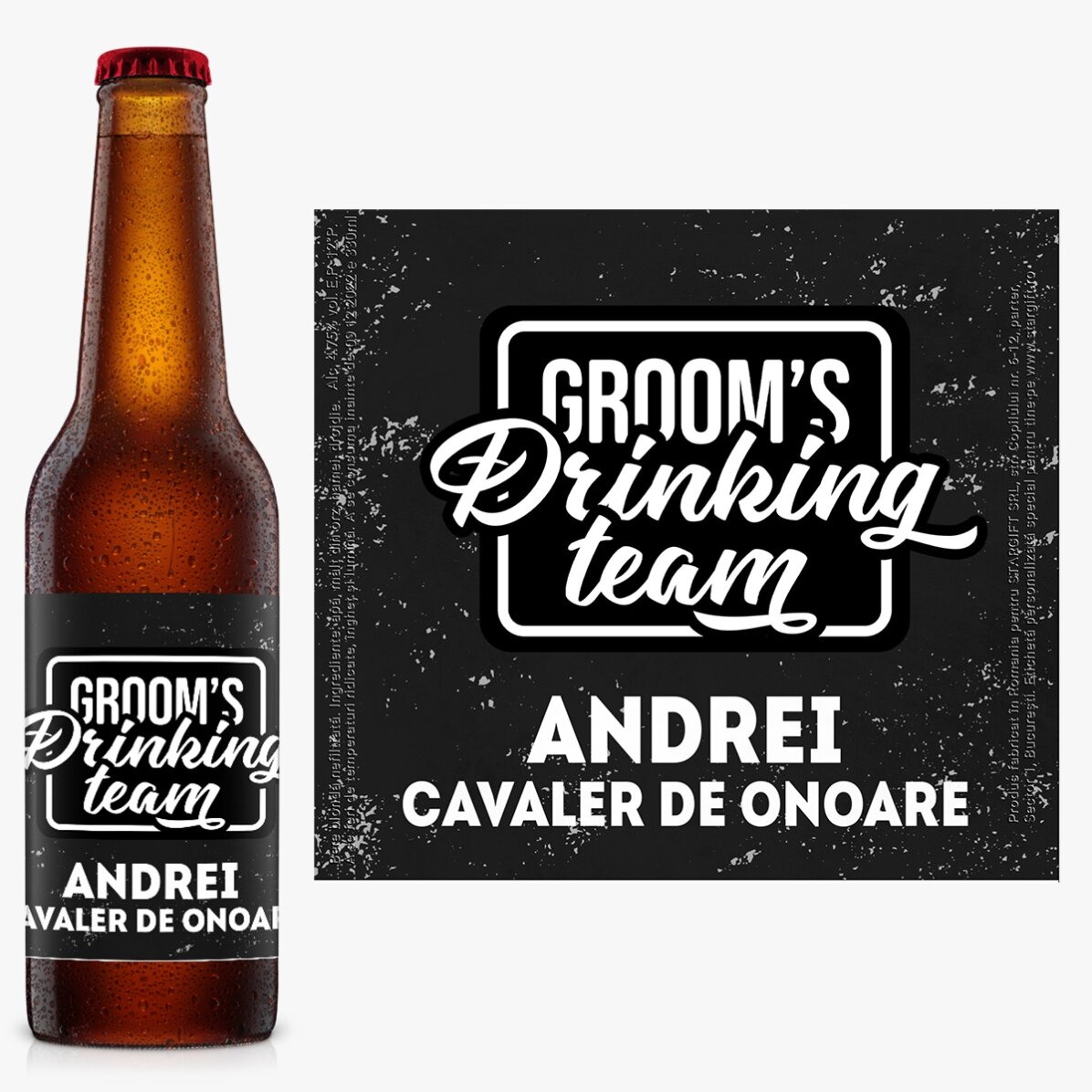Bere personalizată cu text pentru petrecerea burlacilor - Groom