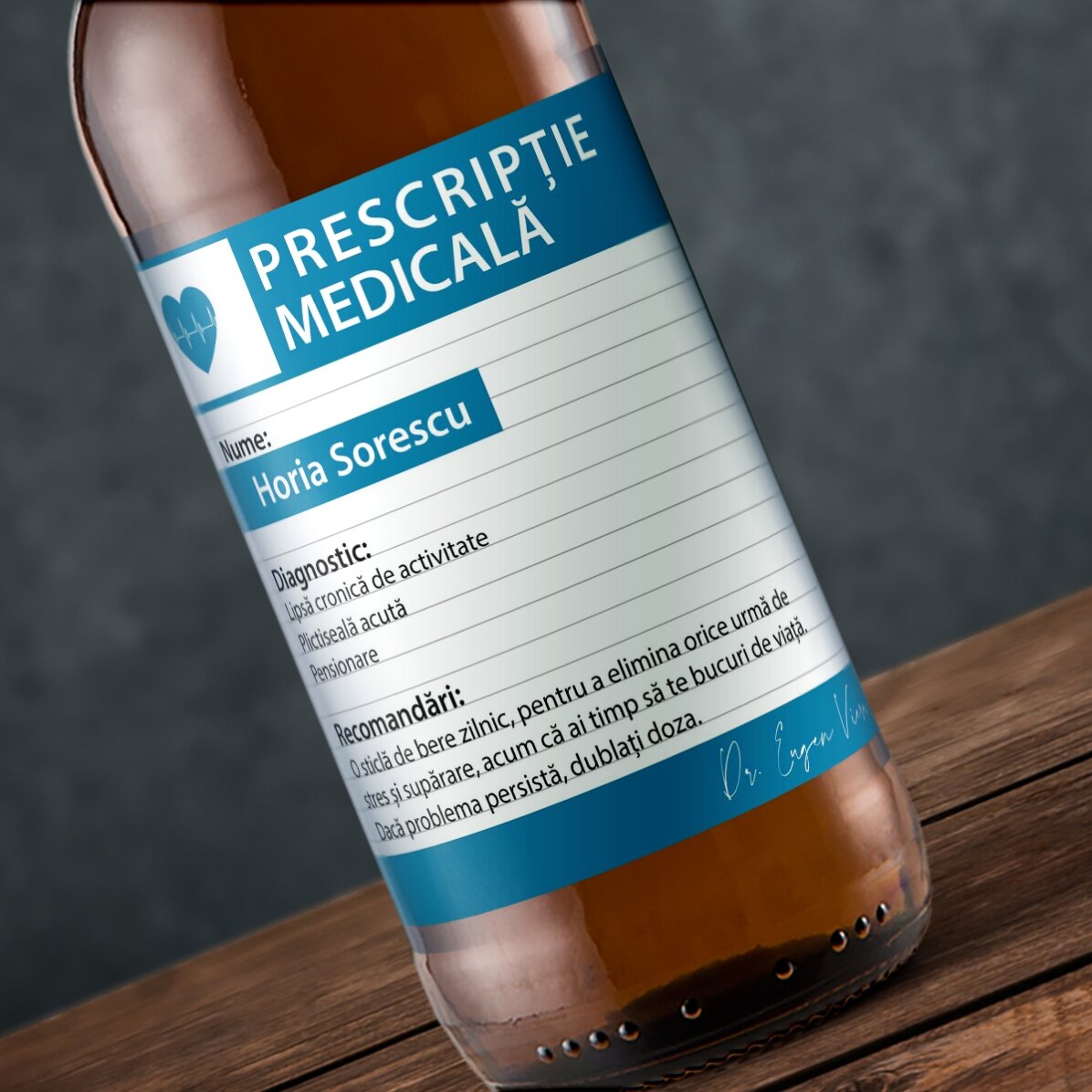 Bere personalizată cu text - Prescripție medicală