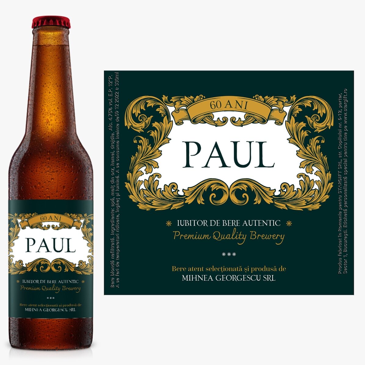 Bere personalizată cu text - Royal 60