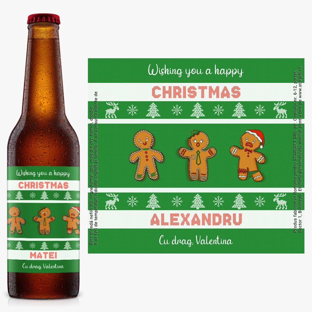 Bere personalizată cu text - Scared Gingerbread